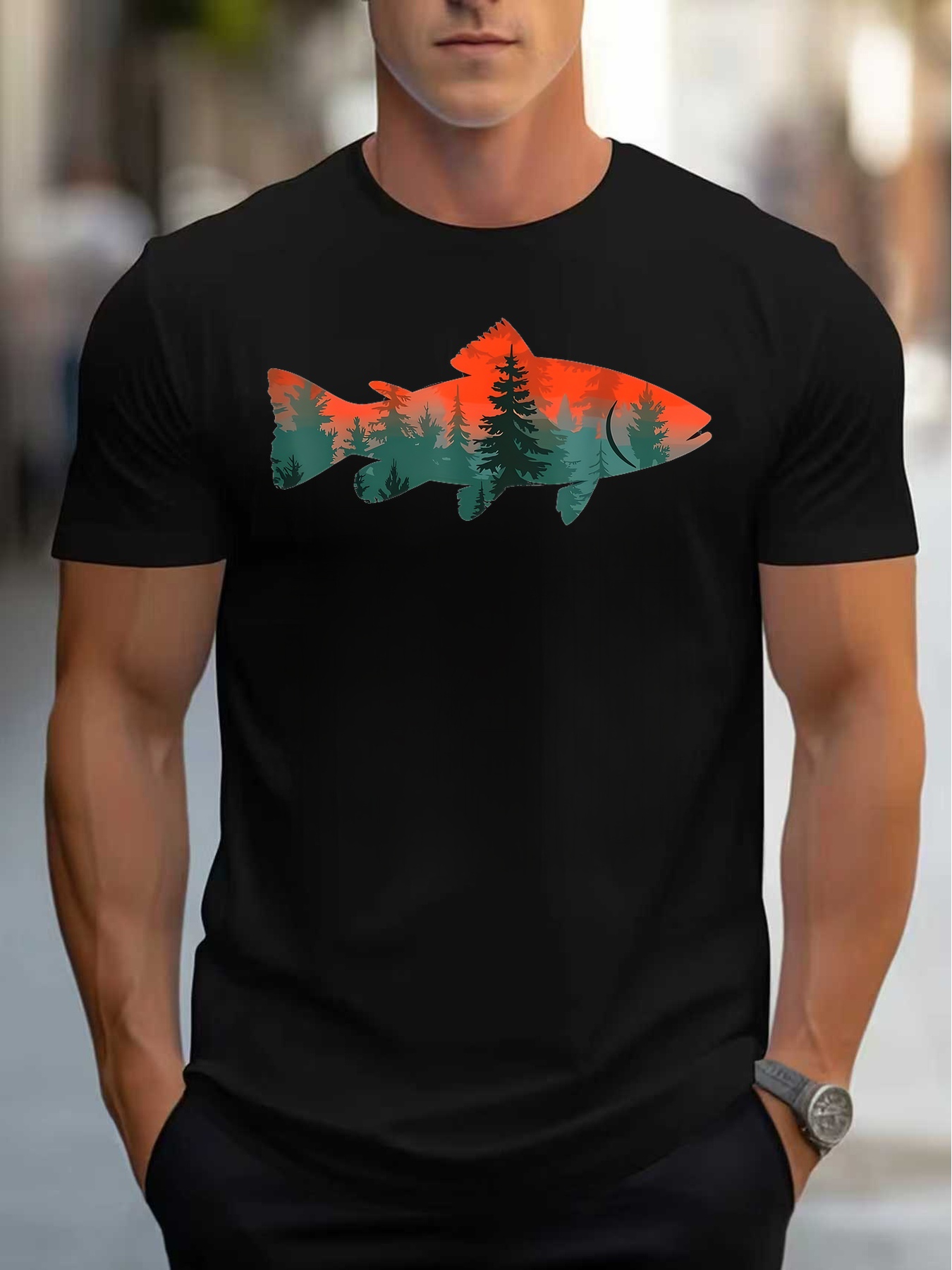 Outdoor Adventure Enthusiast - Kaos Pria Terinspirasi Alam dengan Motif