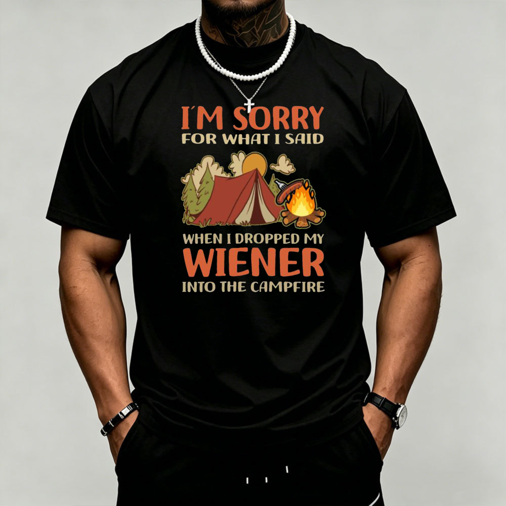 Outdoor Adventure Quotes - Kaos Pria Grafis Camping Wiener Campfire,