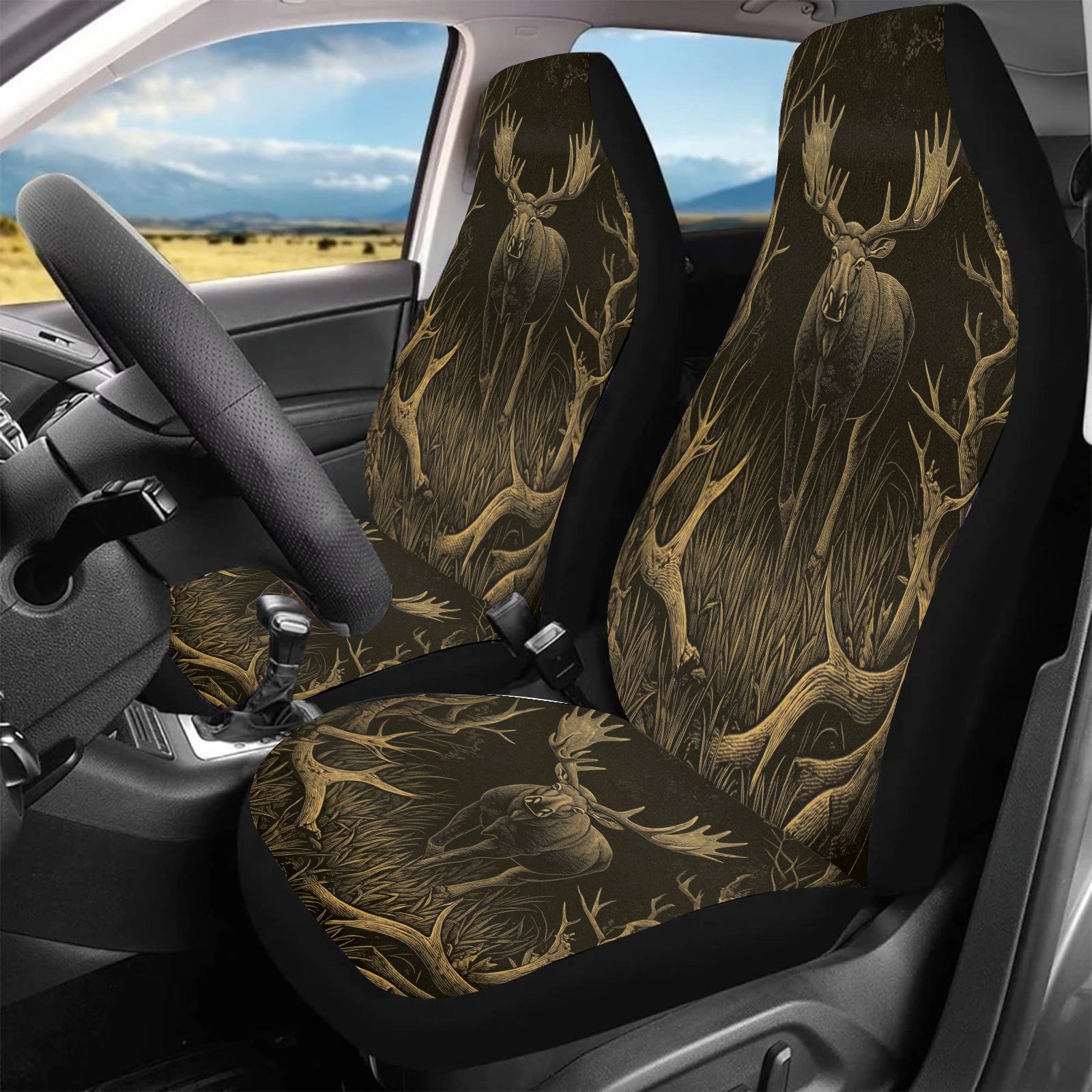 Outdoor Adventure Enthusiast - Sarung Jok Mobil Motif Rusa Coklat