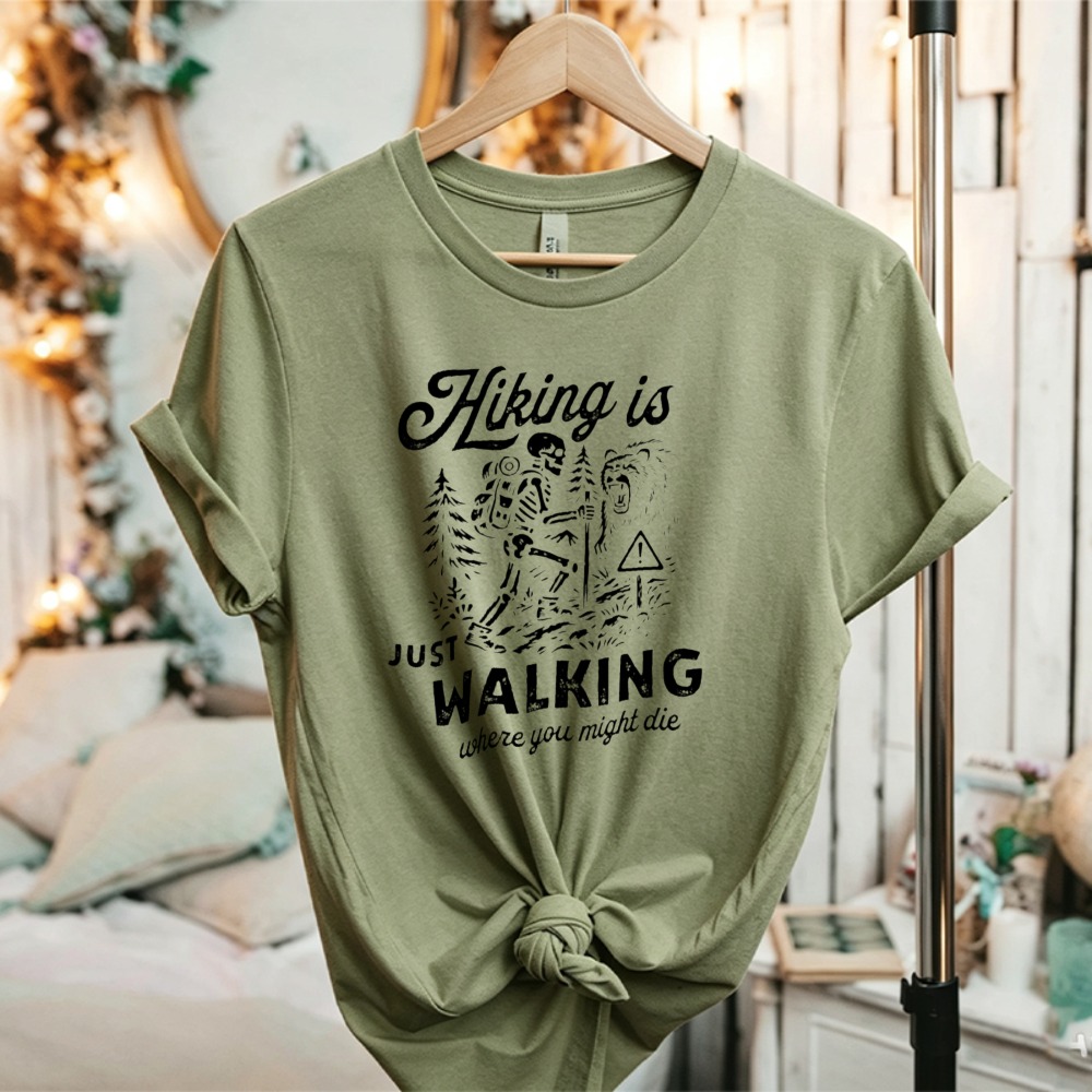 Kaos Katun Wanita Musim Gugur  - Outdoor Adventure Quotes ulasan dan harga