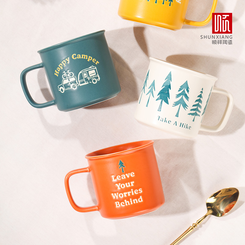 Mug Keramik Gaya Camping SHUNX - Outdoor Adventure Friends ulasan dan harga